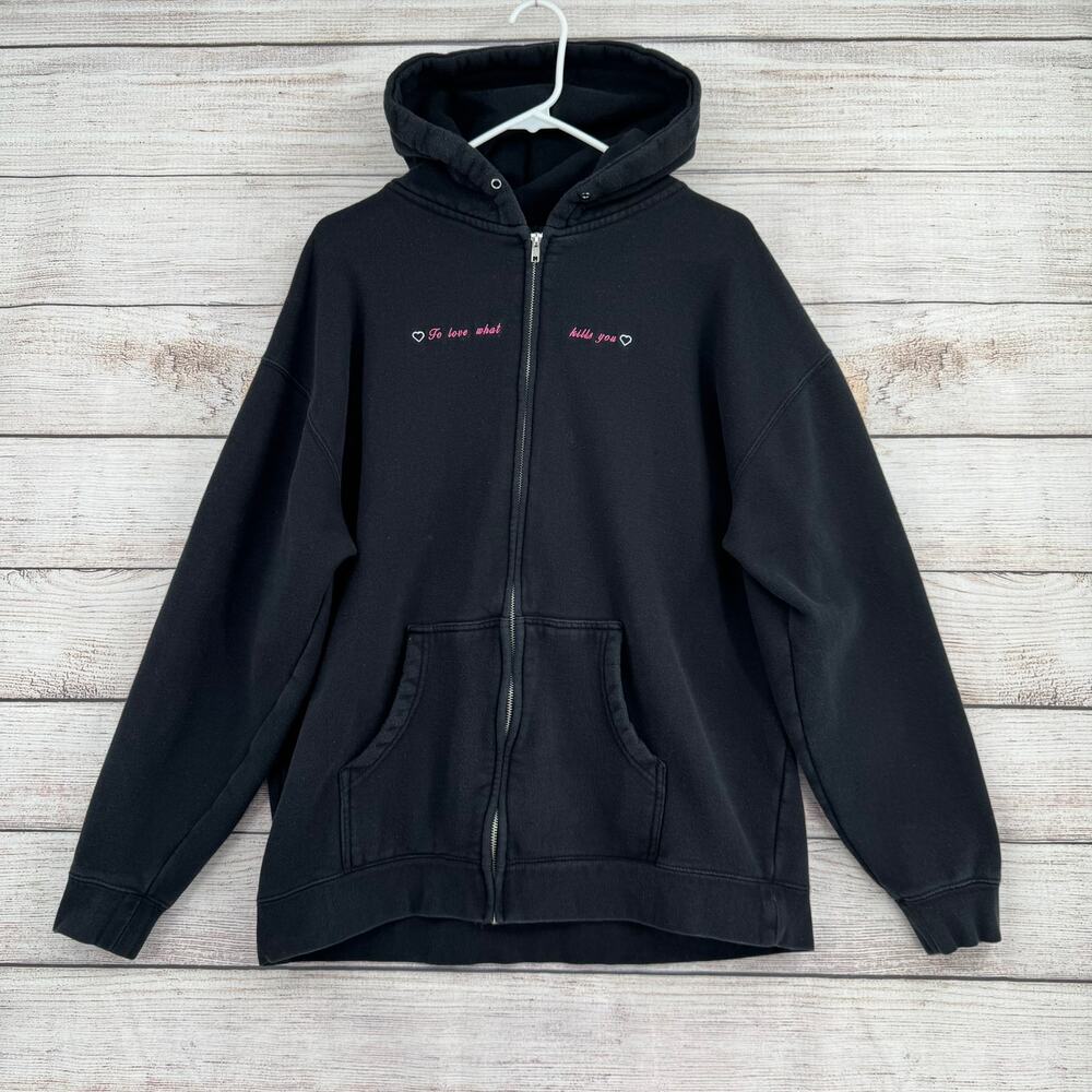 Seven Emotions To Love What Kills You Full Zip Hoodie Adult XL Black Embroidered